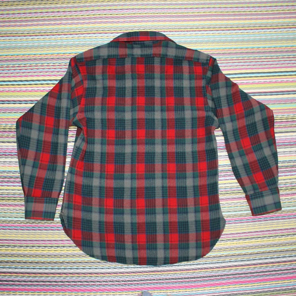 Plaid Sir Pendleton 100% Wool Button-Down Shirt - image 4